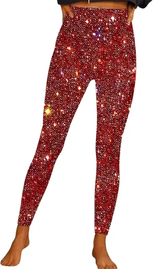 Women's Satin Pants Women's High Waisted Sequin Loose Drape Wide Leg Pants Fashion Casual Pants Clubwear Streetwear