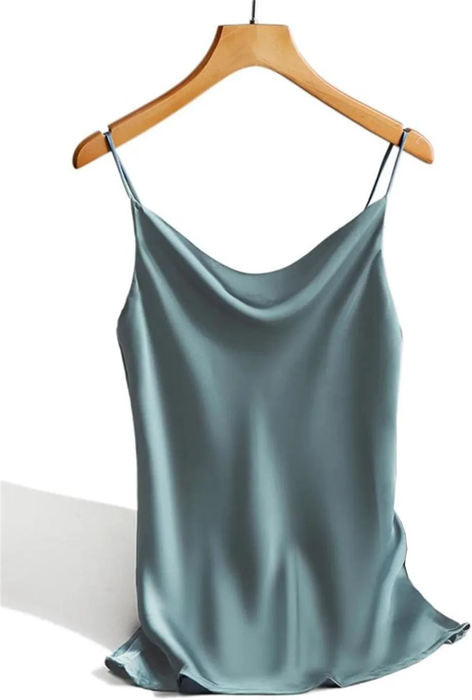 Women's Satin Silk Tank Tops Female Summer Spaghetti Strap Basic Tops Sleeveless Camisoles