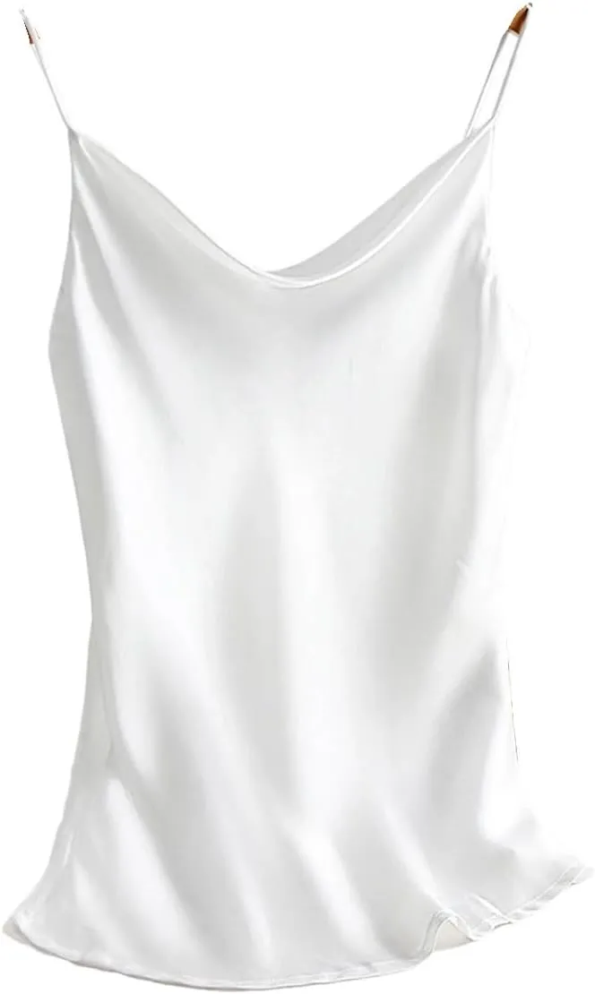 Women's Satin Silk Tank Tops Female Summer Spaghetti Strap Basic Tops Sleeveless Camisoles