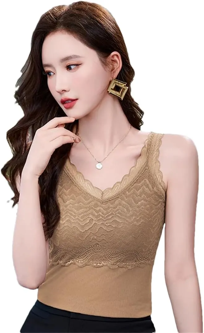 Women's Sexy Knitted Thread Lace Camisole Vest V-Neck Tank Tops Summer Camis Tops