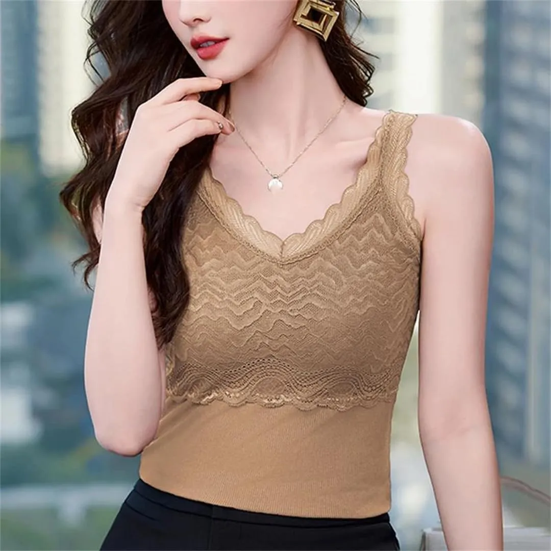 Women's Sexy Knitted Thread Lace Camisole Vest V-Neck Tank Tops Summer Camis Tops