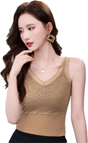 Women's Sexy Knitted Thread Lace Camisole Vest V-Neck Tank Tops Summer Camis Tops