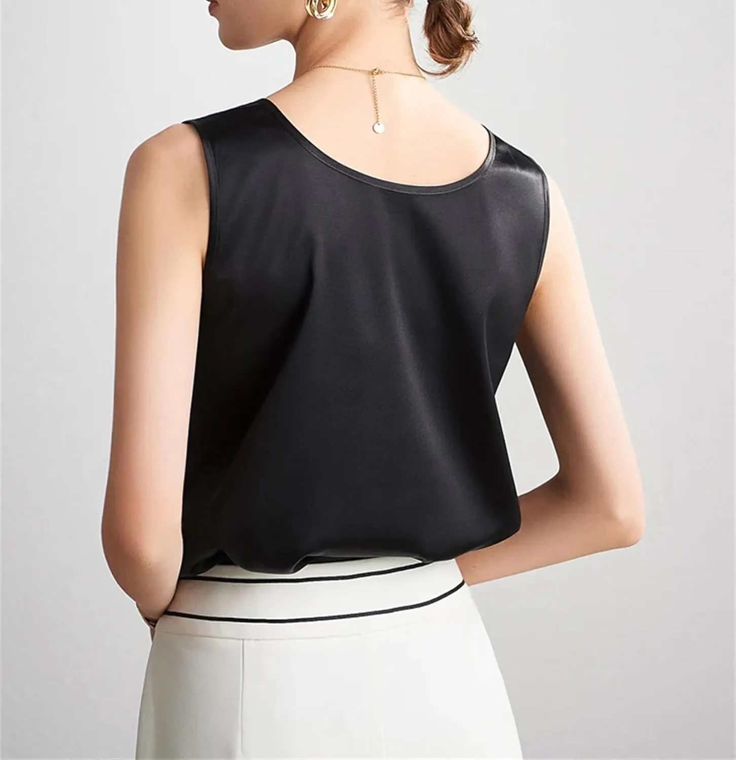 Women's Silk Satin Camisole Tops for Women Trendy Casual Sleeveless Blouses Tank Tops Shirt