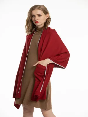 Women's Soft Knit Shawls with pockets Wool Blanket