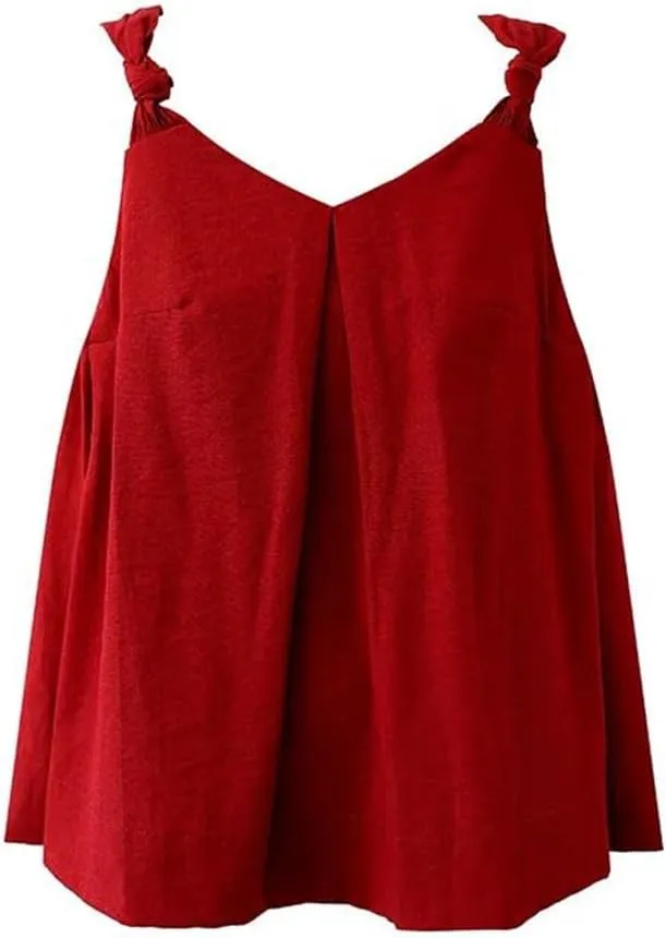 Women's Solid Color Twisted V-Neck Sleeveless Suspender Off-Shoulder Loose Slim Temperament Camisole Tops