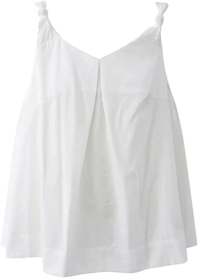 Women's Solid Color Twisted V-Neck Sleeveless Suspender Off-Shoulder Loose Slim Temperament Camisole Tops