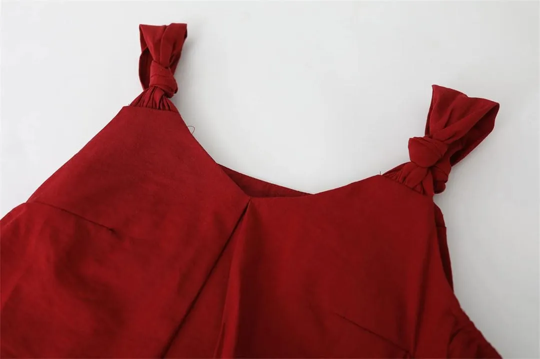 Women's Solid Color Twisted V-Neck Sleeveless Suspender Off-Shoulder Loose Slim Temperament Camisole Tops