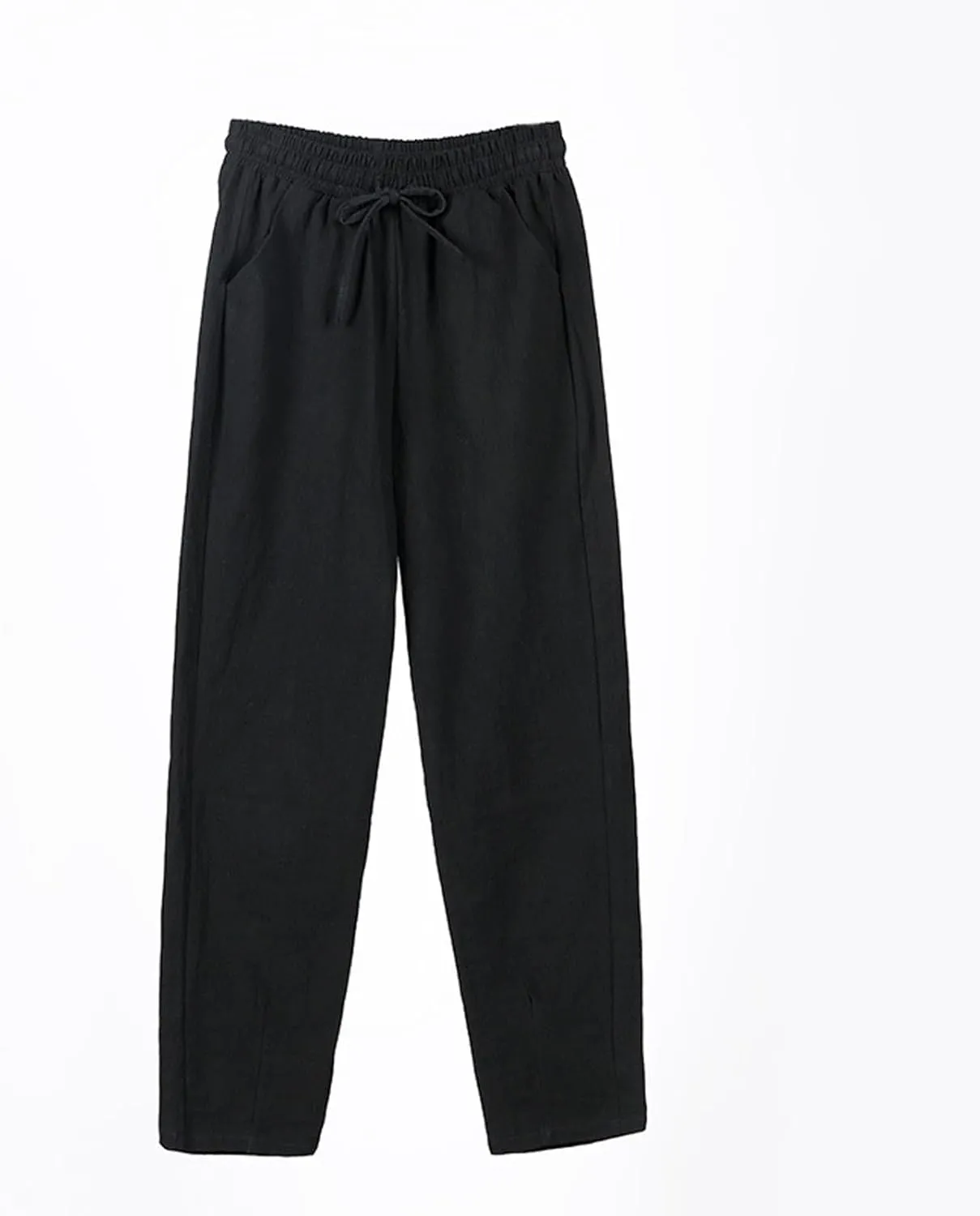 Womens Summer Casual Cotton and Linen High Waist Pants 2025 Fashion Drawstring Loose Fit Trousers with Pockets