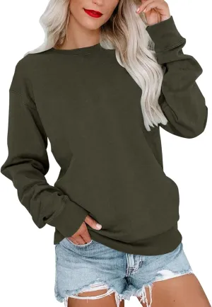 Womens Sweatshirts Crewneck Loose Fitting Tops Long Sleeve Color Block Casual Lightweight Shirts Pullover Blouses