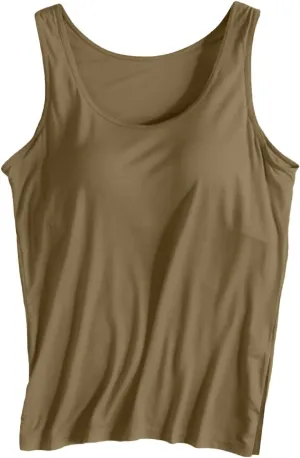 Womens Tank Tops with Built in Bra Summer Padded Undershirt Y2k Cute Going Out Tops Shelf Bra Yoga Camisole
