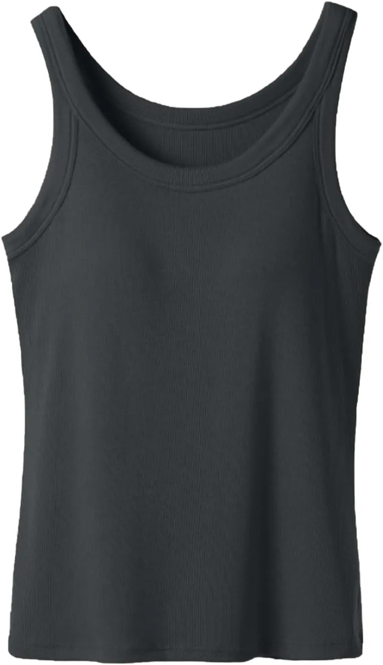 Womens Tank Tops with Built in Shelf Bra Summer Casual Sleeveless Ribbed Blouse Gym Yoga Workout Camisole Shirts