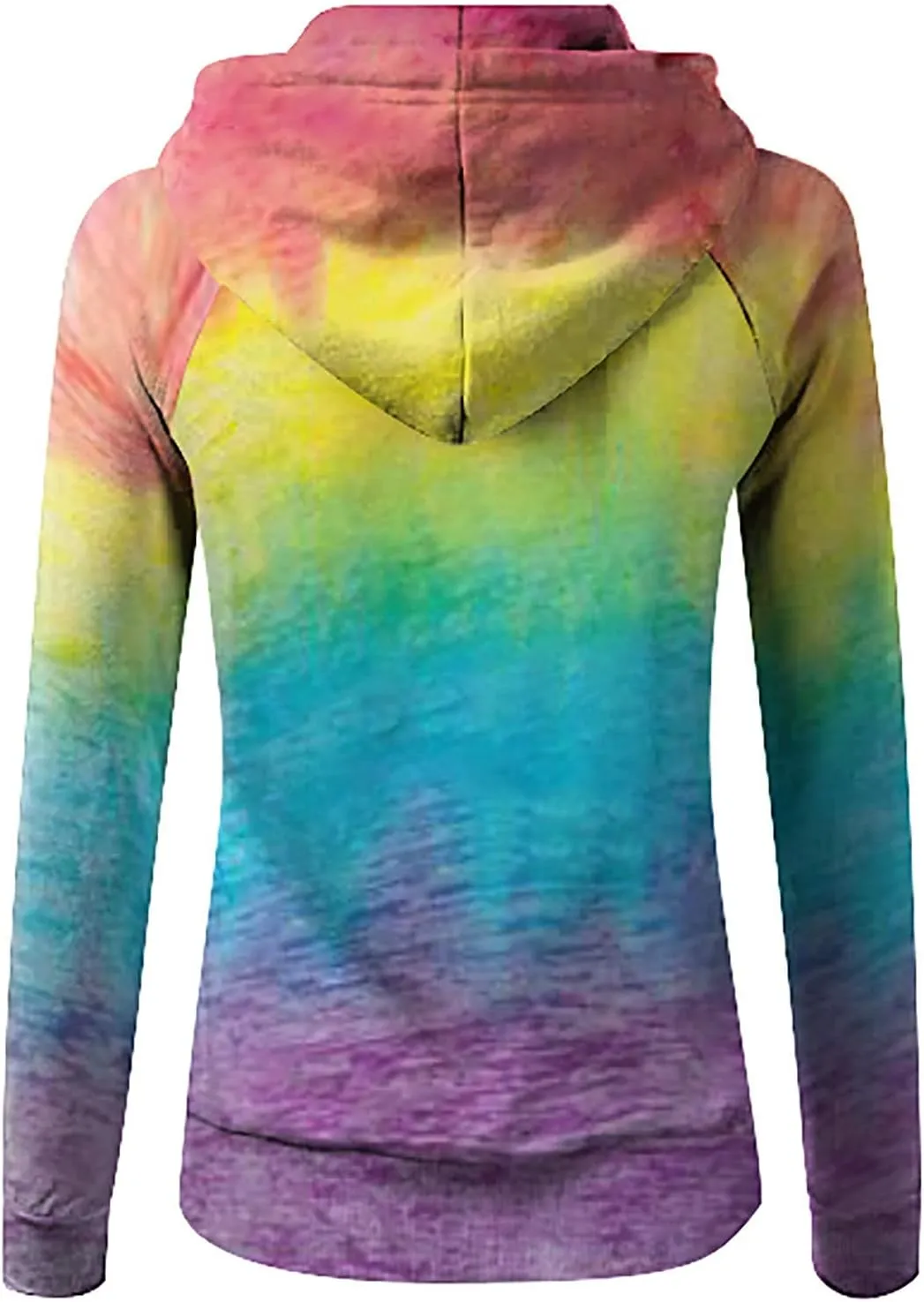 Womens Tie-Dye Zip up Sweatshirts Hooded Long Sleeve Coats Drawstring Casual Loose Outerwear with Pockets