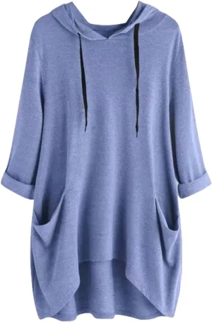 Womens Tunic Tops Lightweight Pullover Hoodies 3/4 Sleeve T Shirts Oversized Hoodies Solid Color Tops with Pockets