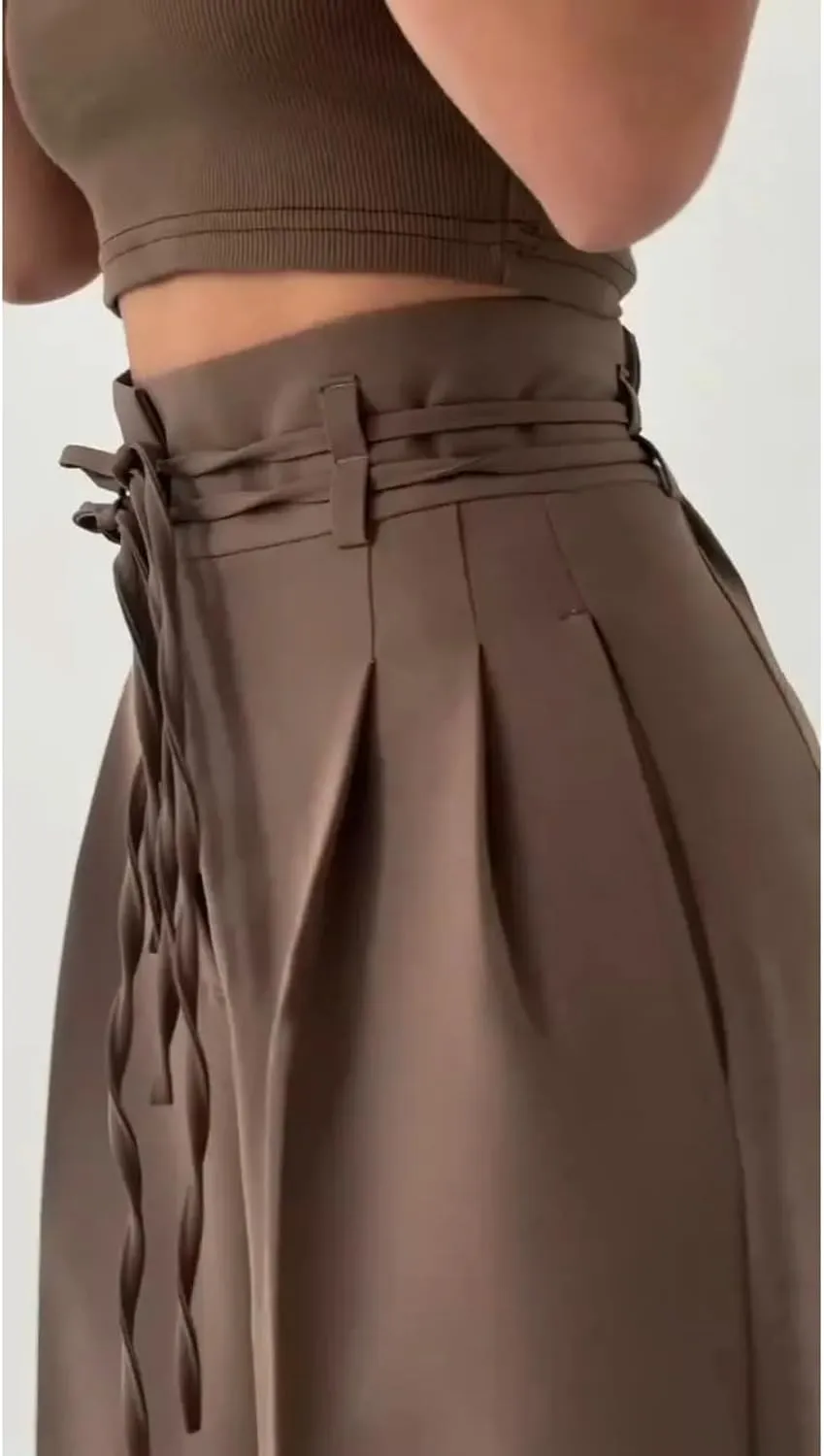 Women's Waist Belt Casual Pants,2025 Summer Straight Leg Dress Pants for Women High Waist Tummy Control Trousers