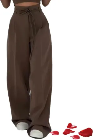 Women's Waist Belt Casual Pants,2025 Summer Straight Leg Dress Pants for Women High Waist Tummy Control Trousers