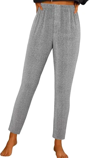 Women's Wide Leg Pants Women's High Waisted Sequin Loose Drape Wide Leg Pants Fashion Casual Bling Glitter Trousers
