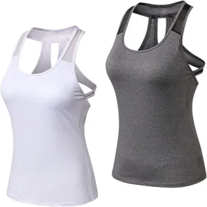 Women's Workout Tank Tops,Quick Dry Sports Yoga Tops,Running Exercise Gym Shirts,2 Pcs