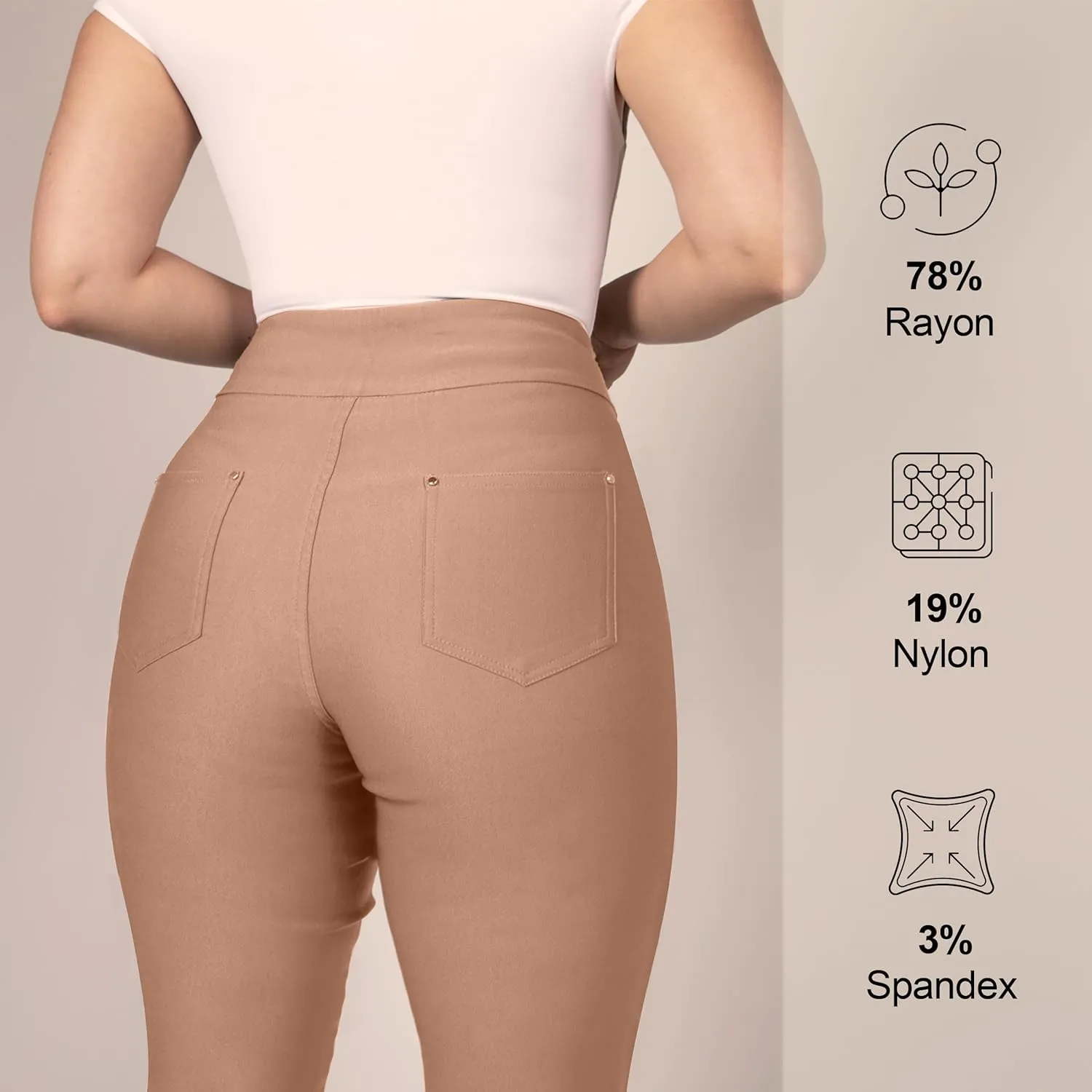 Women's Yoga Dress Pants - Strechy Straight Leg Work Pants with 5 Pockets Slim Fit Office Casual Slacks