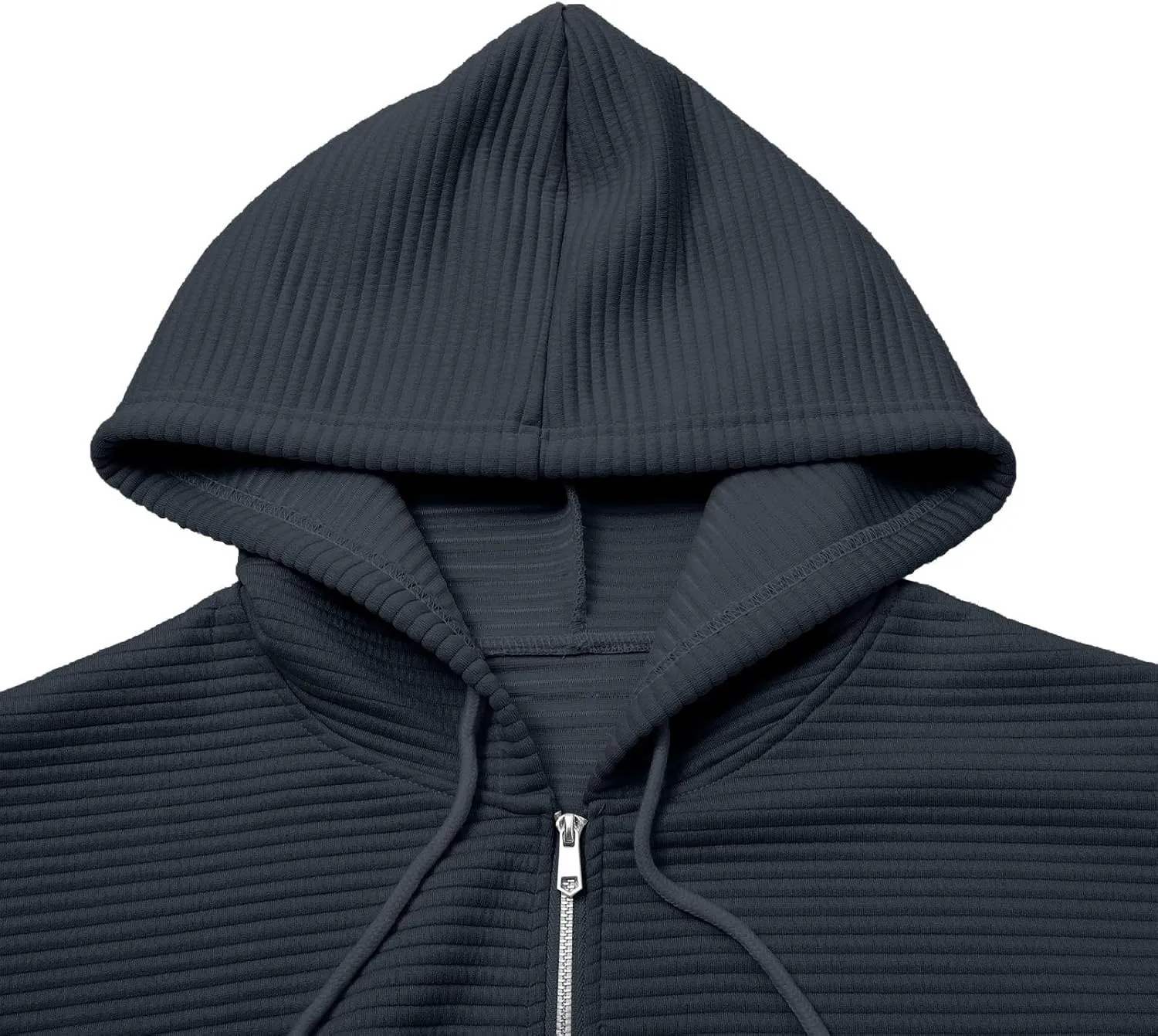 Womens Zip Up Hoodie Oversized Sweatshirt Waffle Knit Clothes Fall Fashion Long Sleeve Jacket With Pockets