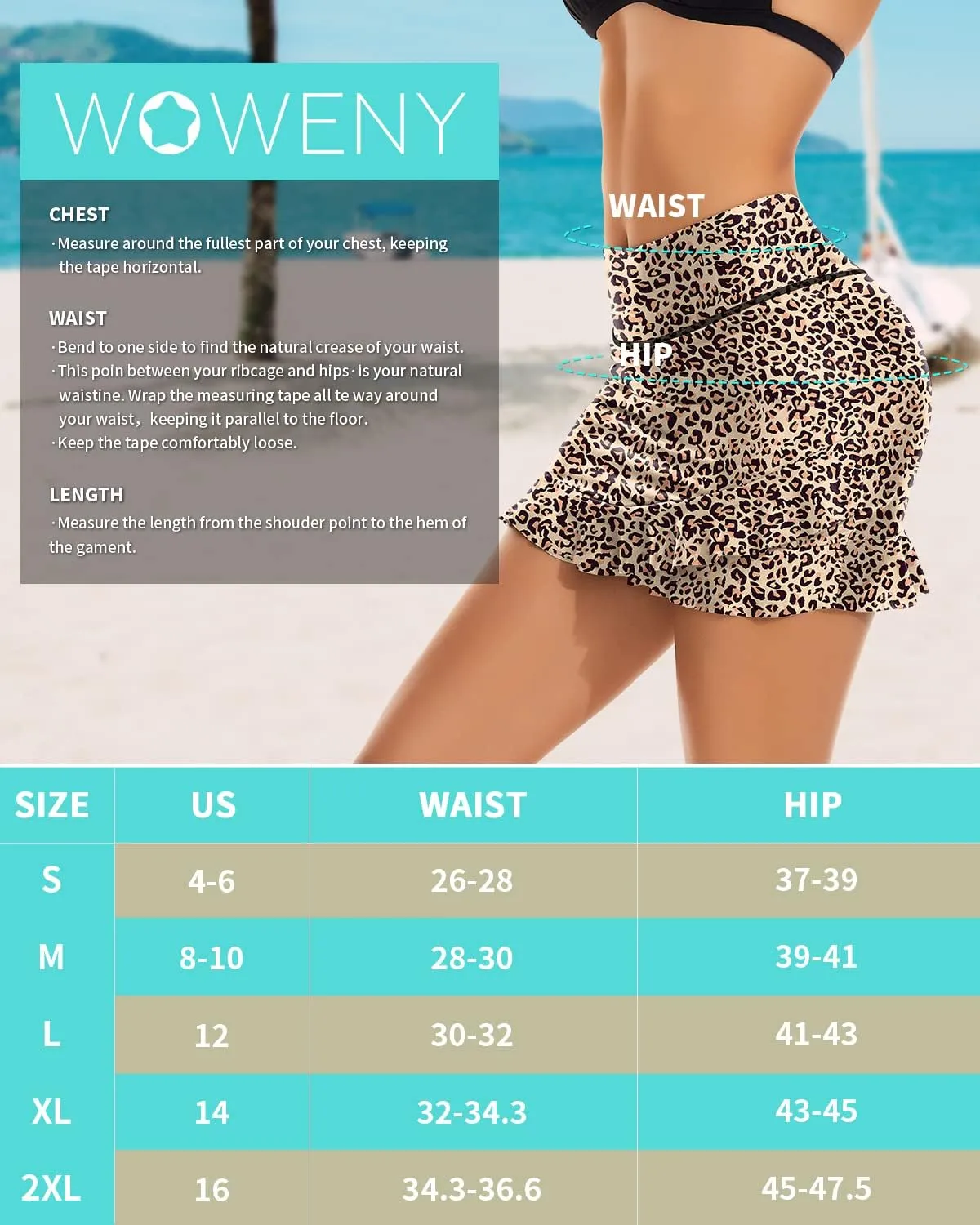 WOWENY Women's Swim Skirts Ruffle Swimsuit High Waist Swimming Skorts with Shorts Tankini Bikini Bottoms with Pocket