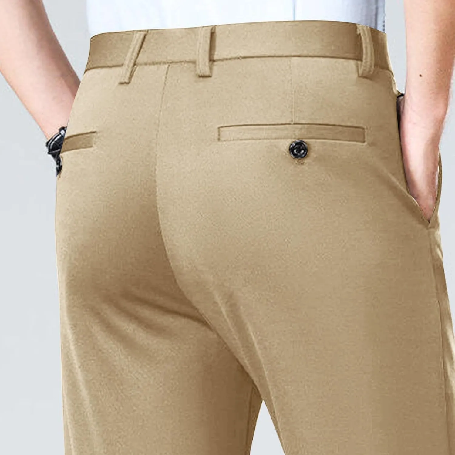 Xiaojmake Men's Slim Fit Dress Pants Stretch Business Suit Pant Casual Golf Formal Tuxedo Pants Flat Front Work Slacks