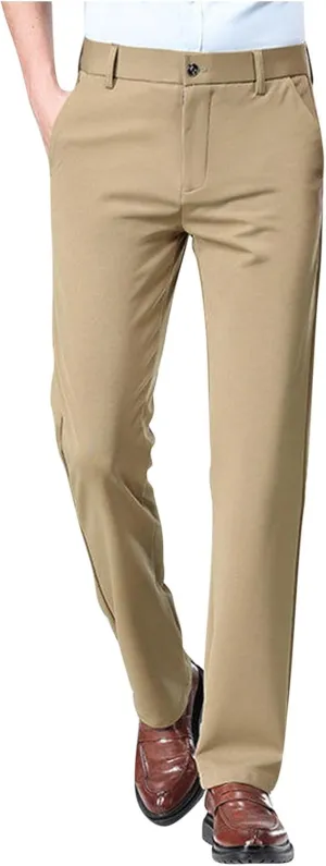 Xiaojmake Men's Slim Fit Dress Pants Stretch Business Suit Pant Casual Golf Formal Tuxedo Pants Flat Front Work Slacks