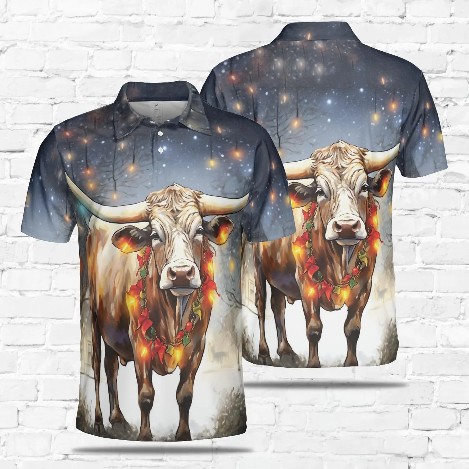 Xmas Cow Polo Shirts for Men - Galaxy Cat Mens Quick Dry Short Sleeve Polo Shirts Series 29
