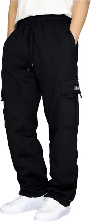 Ymosrh Jogger Pants for Men Men's Rope Loosening Waist Solid Color Pocket Trousers Loose Sports Chino Pants