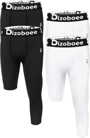 Youth Boys Compression Pants One Leg 3/4 Leggings for Sports Kids Basketball Tights Baseball Football Pants