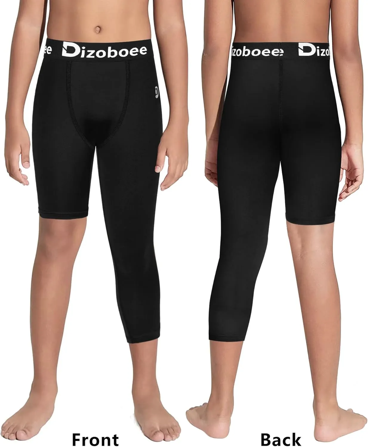 Youth Boys Compression Pants One Leg 3/4 Leggings for Sports Kids Basketball Tights Baseball Football Pants