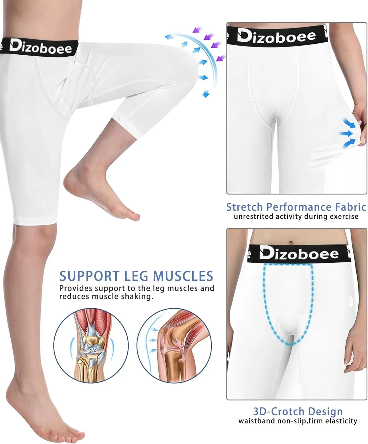 Youth Boys Compression Pants One Leg 3/4 Leggings for Sports Kids Basketball Tights Baseball Football Pants