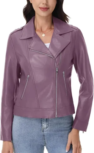YUCOLEN Womens Faux Leather Jackets Zip Up Motorcycle Moto Biker Coats Fall Winter Fashion Outfits Outerwear Clothes