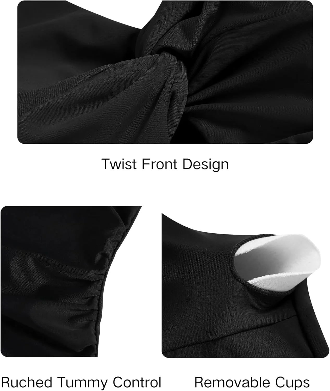 ZAFUL Tankini Tops for Women Twist Front Tummy Control Bathing Suit Tops Swim Tank Top No Bottom