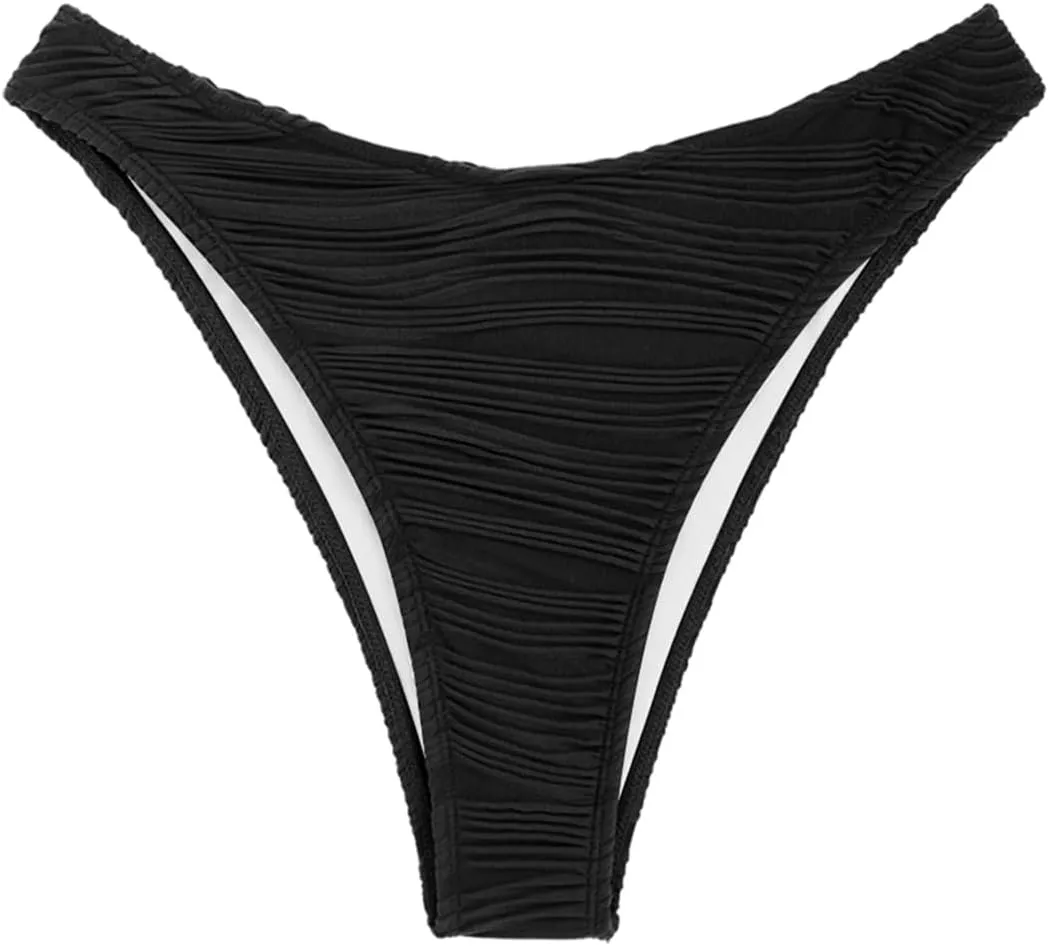 ZAFUL Women Cheeky Bikini Bottoms Wave Swimsuit Swim Briefs Bathing Basic Suit Bottom