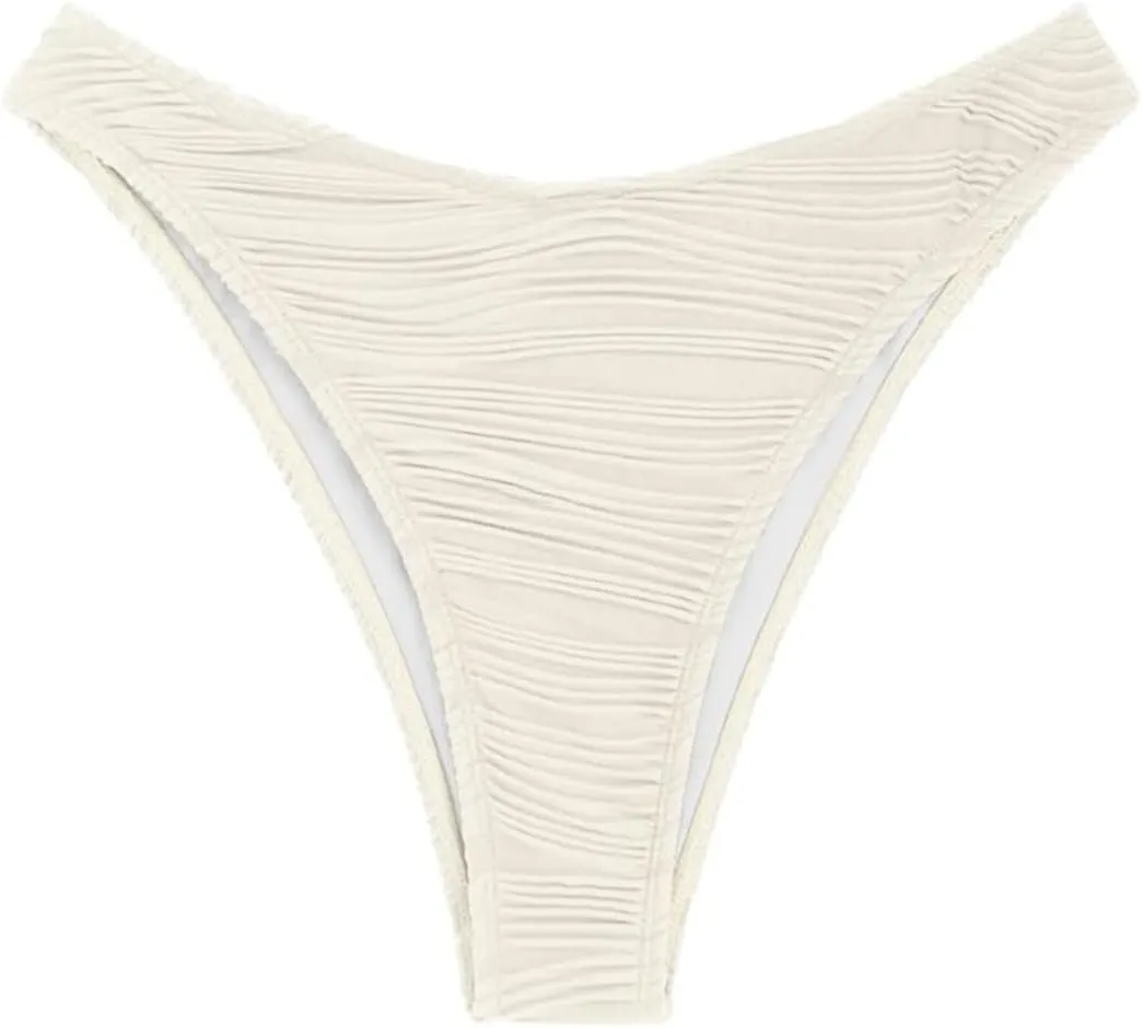 ZAFUL Women Cheeky Bikini Bottoms Wave Swimsuit Swim Briefs Bathing Basic Suit Bottom