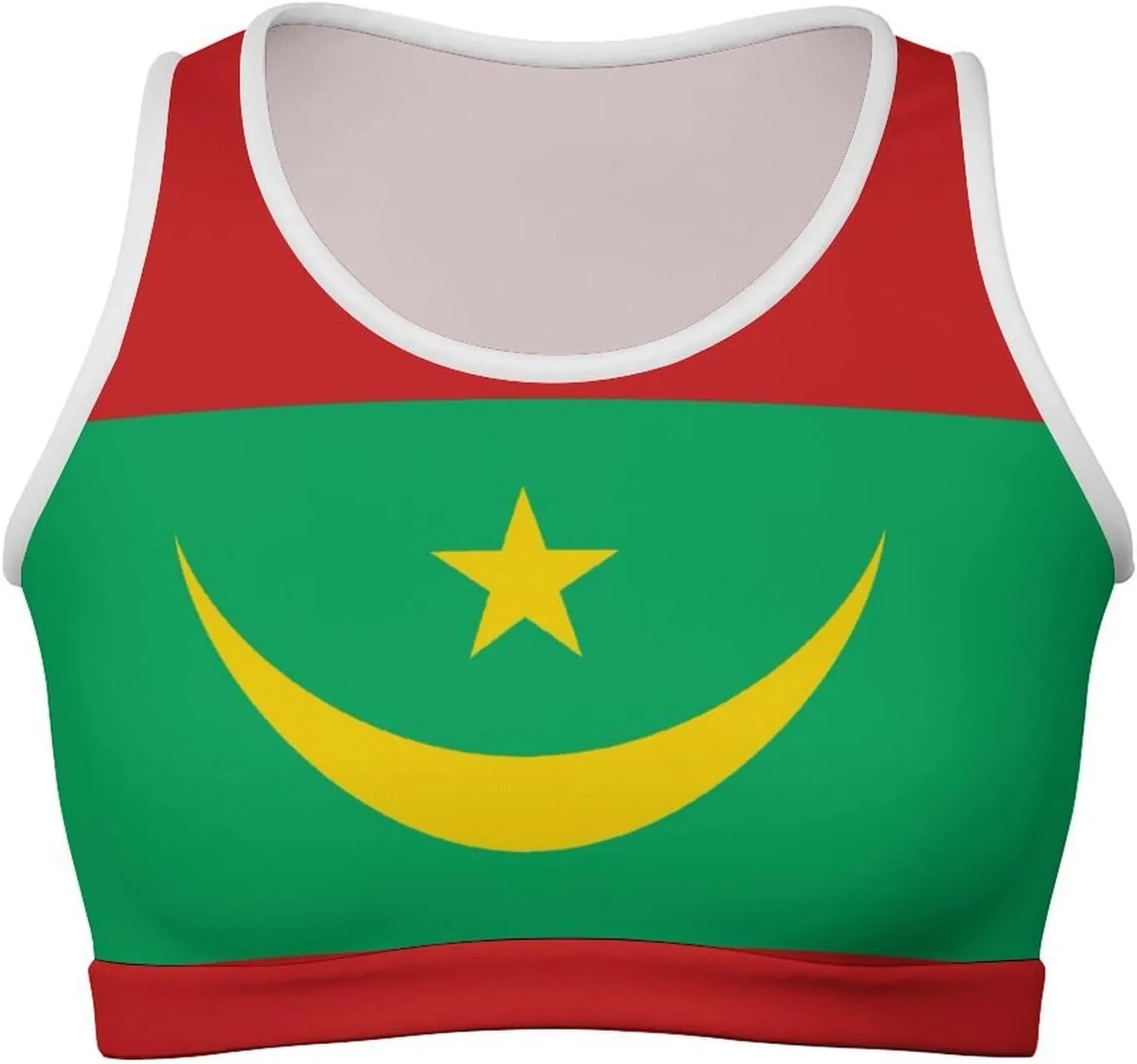 Zakqeik Womens Mauritania Flag Tank Tops Workout Cropped Casual Summer Camisole Sleeveless Tops