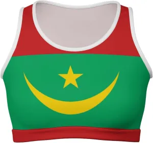Zakqeik Womens Mauritania Flag Tank Tops Workout Cropped Casual Summer Camisole Sleeveless Tops