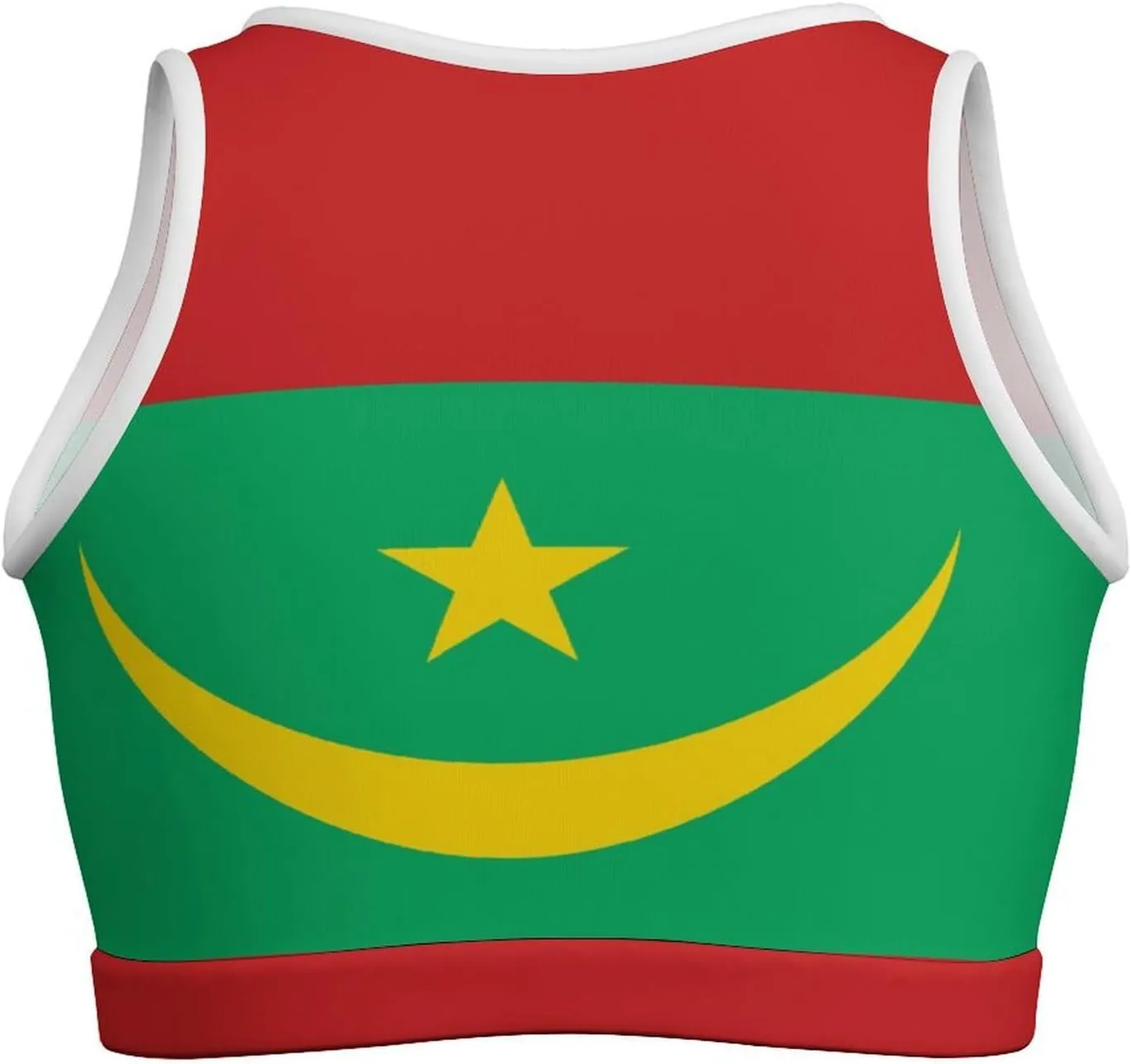 Zakqeik Womens Mauritania Flag Tank Tops Workout Cropped Casual Summer Camisole Sleeveless Tops