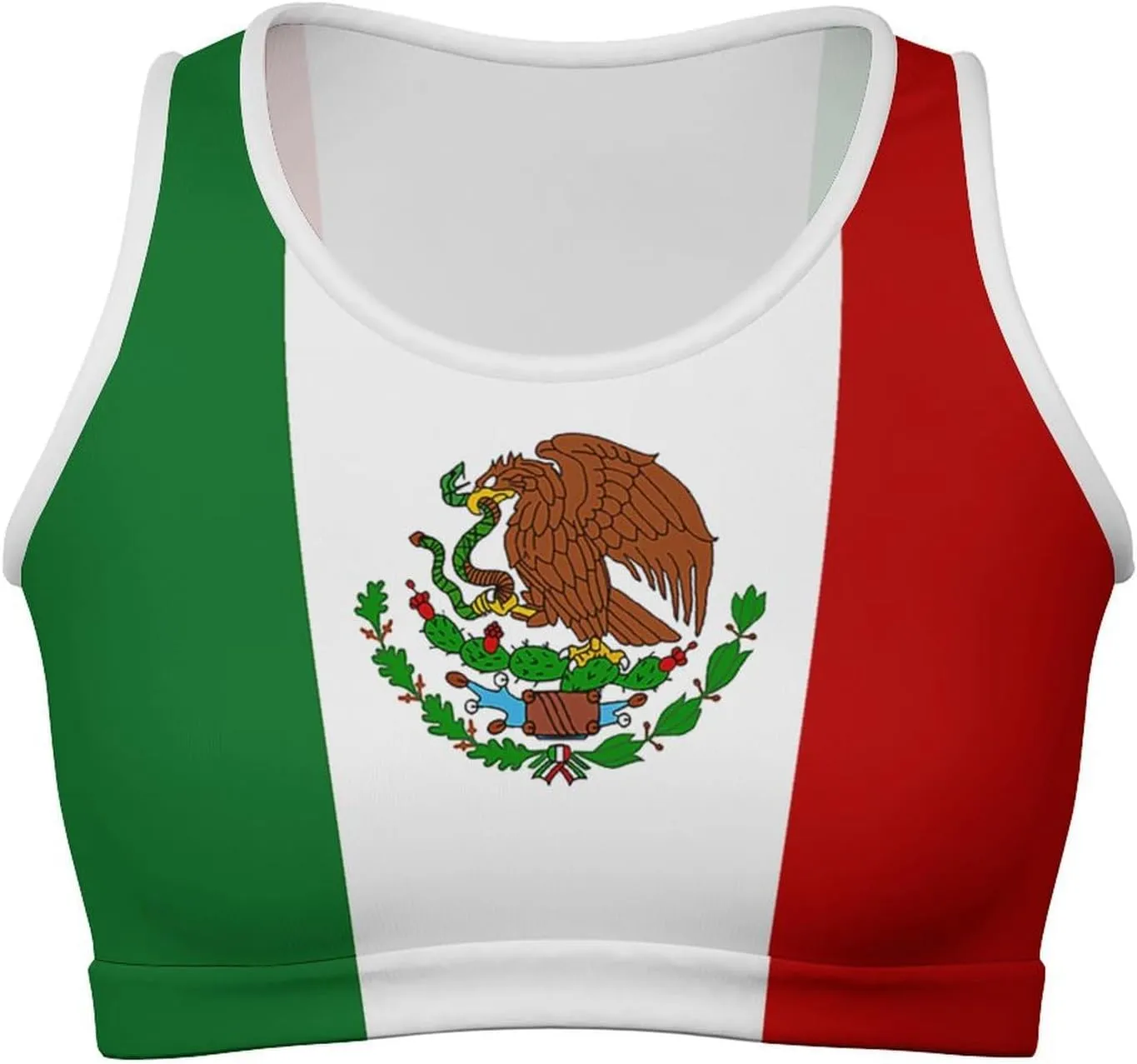 Zakqeik Womens Mexican Flag Tank Tops Workout Cropped Slim Fit Summer Camisole Sleeveless Tops