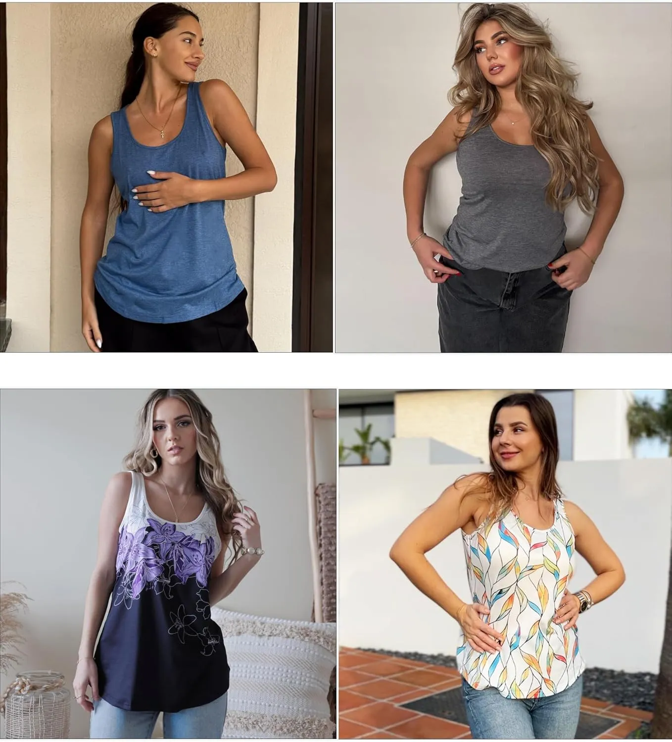 Zeagoo Womens Tank Tops Flowy Loose Fit Scoop Neck Casual Summer Tops Curvy Hem