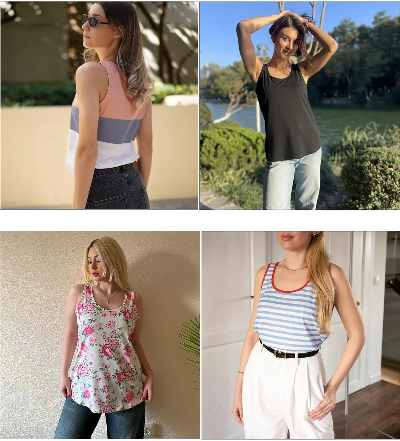 Zeagoo Womens Tank Tops Flowy Loose Fit Scoop Neck Casual Summer Tops Curvy Hem