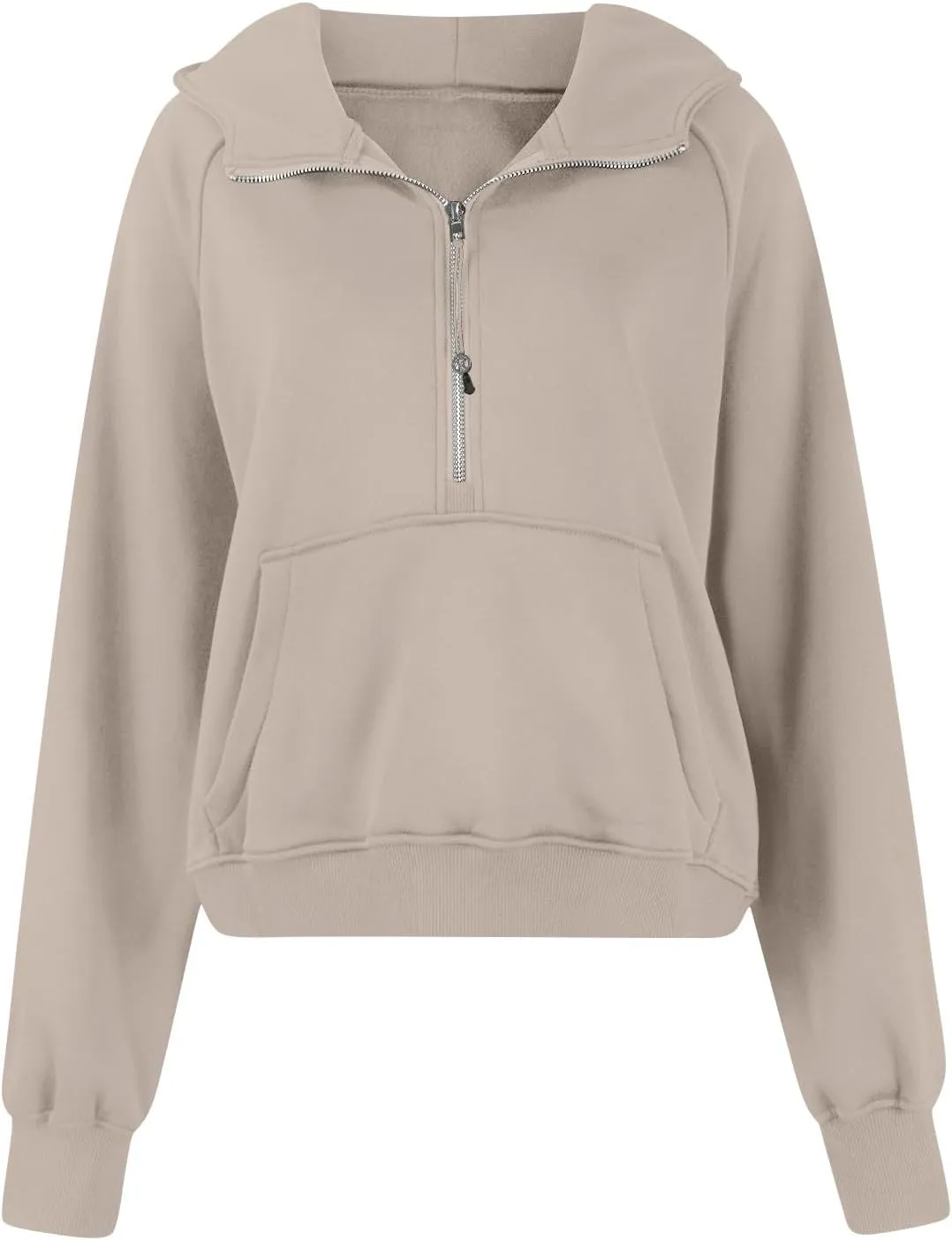 Zip Up Hoodie Women Fall Winter Sweatshirt Drop Shoulder Half Zip Pullover Sweaters Long Sleeve Tops With Pocket