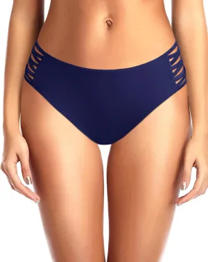 Zmart Strappy Bikini Bottoms - Women's Full Coverage Bathing Suit Mid Waist Swimsuit Bottom