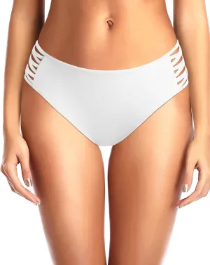 Zmart Strappy Bikini Bottoms - Women's Full Coverage Bathing Suit Mid Waist Swimsuit Bottom