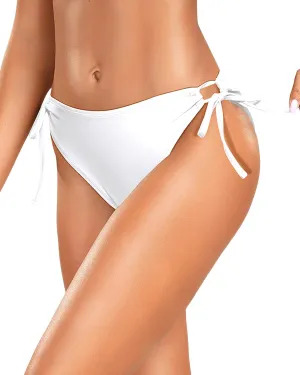 Zmart String Tie Side Bikini Bottoms - Women Full Coverage Swimsuit Bottom Mid Rise Mid Waist Swim Bathing Suit Bottom