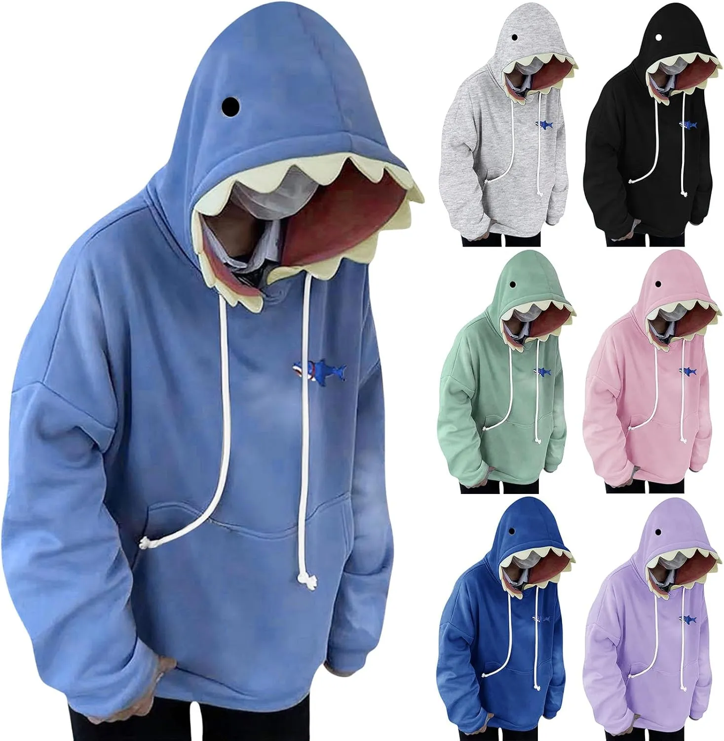 ZWRXW Women's Shark Hoodies Causal Long Sleeve Hooded Sweatshirts Trendy Fall Cute Pullover Outfits Tops with Kangaroo Pocket