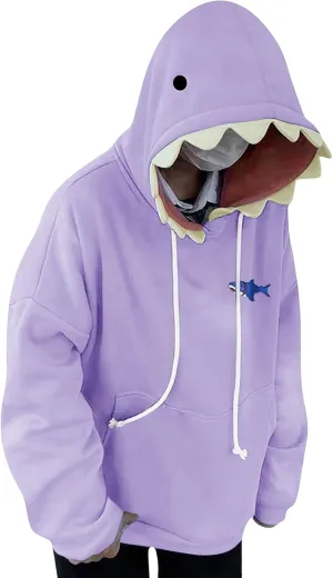 ZWRXW Women's Shark Hoodies Causal Long Sleeve Hooded Sweatshirts Trendy Fall Cute Pullover Outfits Tops with Kangaroo Pocket